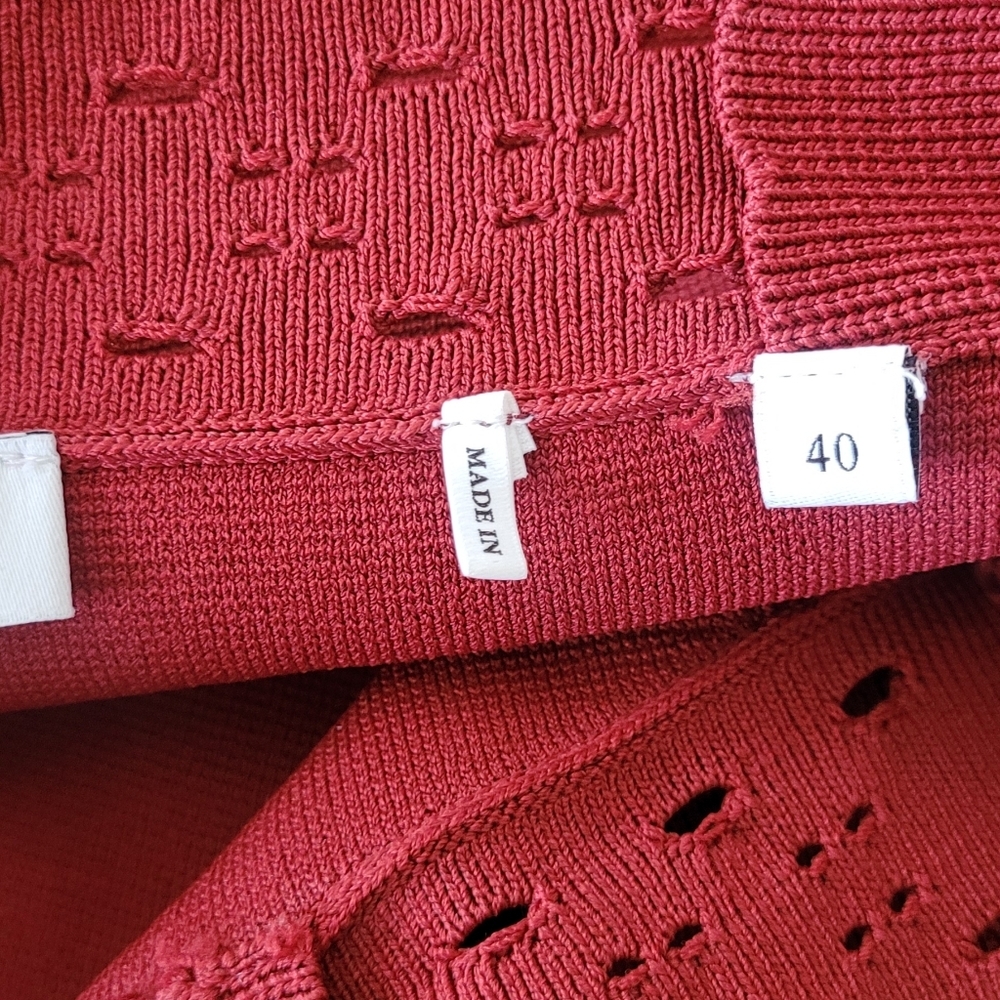 Sandro Alyson Terracotta Stretchy Knit Dress with Straps Size 40 US 8 - Picture 8 of 9